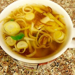 小松菜と生姜のキムチ風味スープ